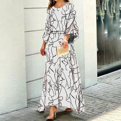 Women's - Elegant Swirl Print Maxi Dress for Women