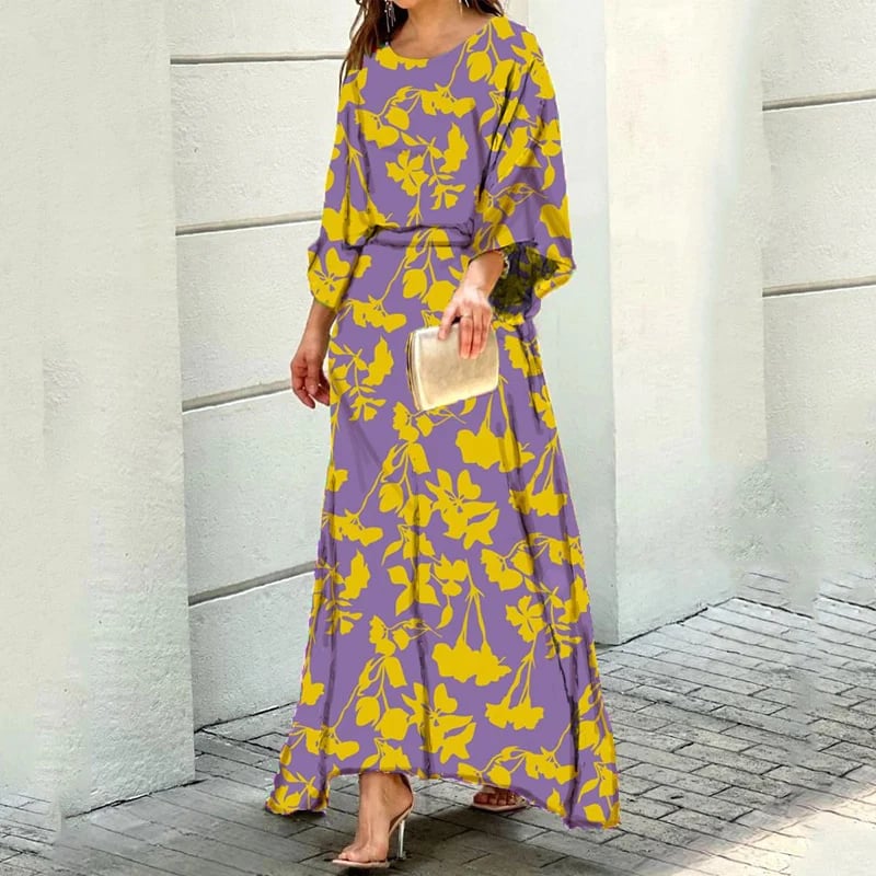Women's - Elegant Swirl Print Maxi Dress for Women
