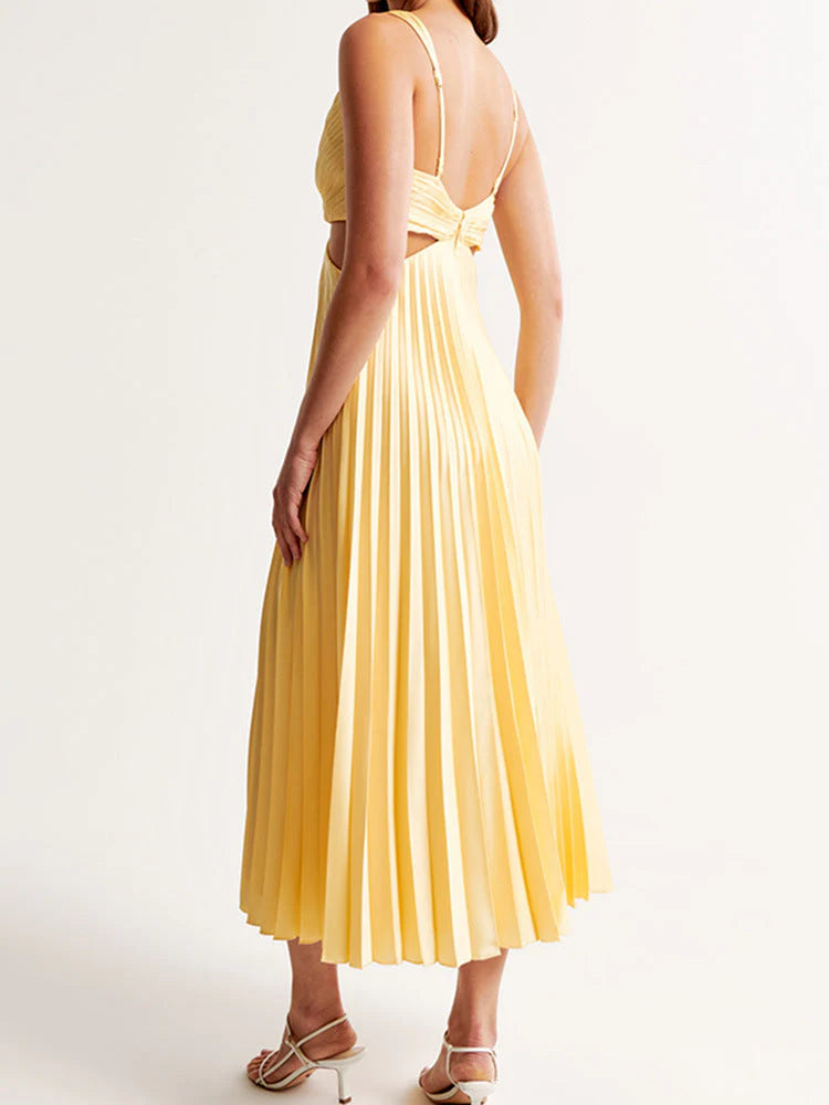 Women’s Maxi Dress – Elegant V-Neck Polyester Summer Style