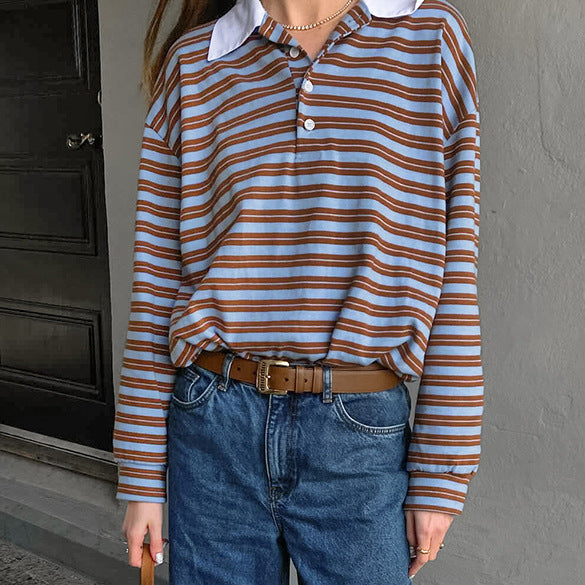 Men's Long Sleeve Shirt Cotton Retro Stripes 2