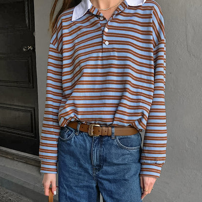 Men's Long Sleeve Shirt Cotton Retro Stripes 2