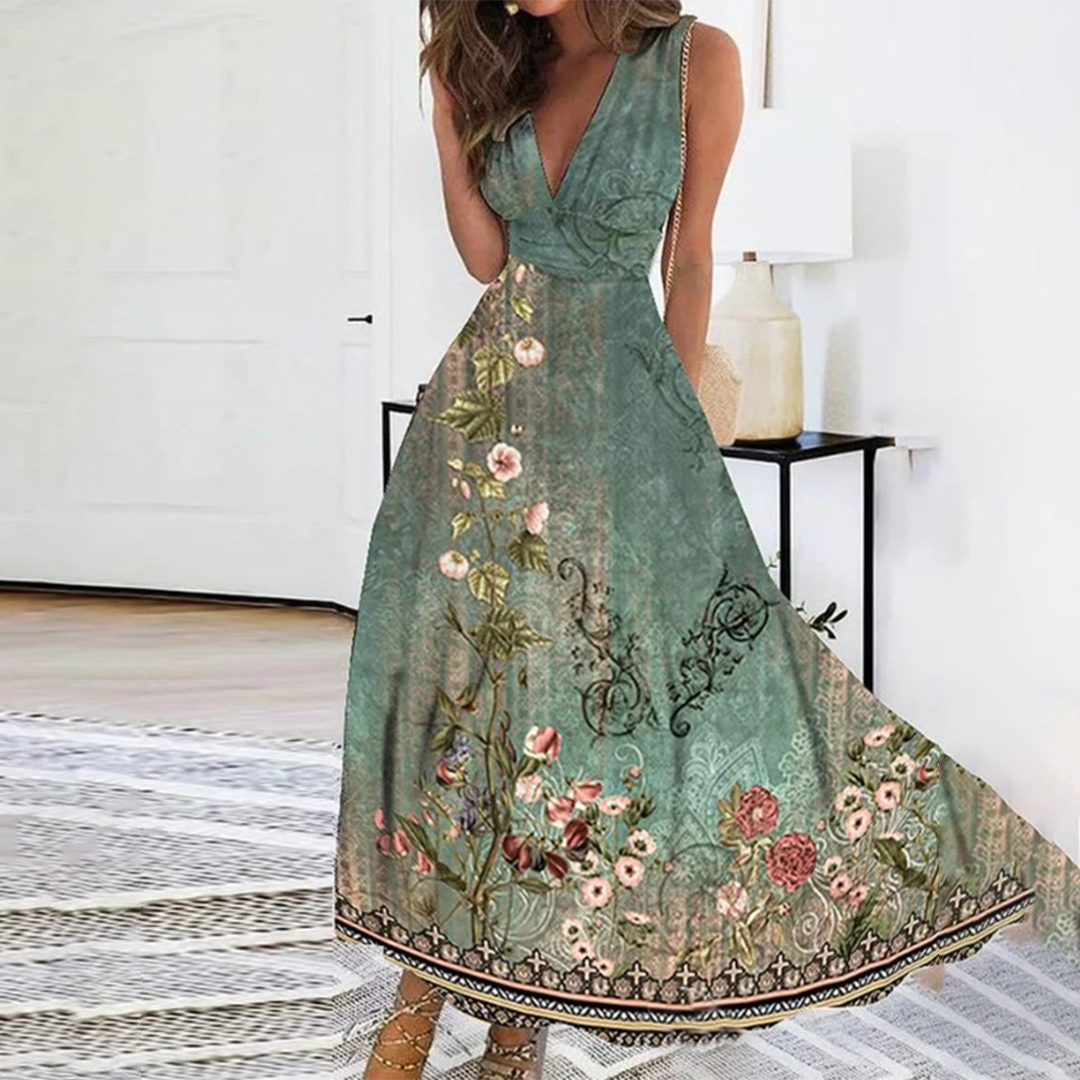 Women's - Elegant Maxi Dress - for Women | Timeless Floral Design and Adjustable Fit