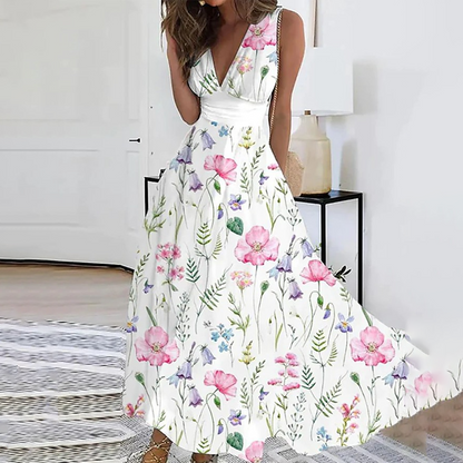 Women's - Elegant Maxi Dress - for Women | Timeless Floral Design and Adjustable Fit