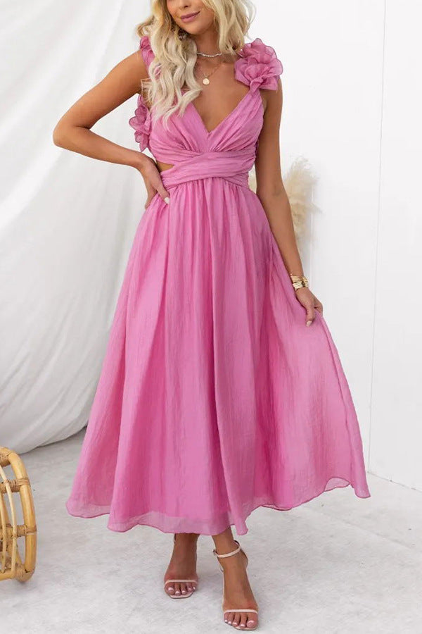 Women's Evening Dress Lace Pleated Skirt Cotton Blend 10