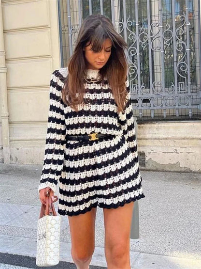 Women's Black Dress Polyester Casual Knit 1