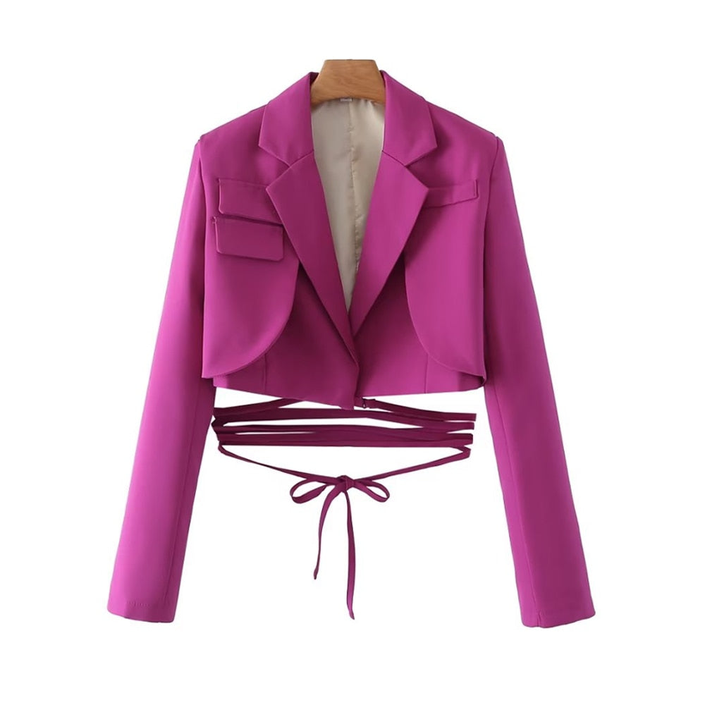 Damen Cropped Blazer – Tailliertes Design, Vielseitig und Elegant für Business & Abendlooks - Chicquemoda Rosa / S Chicquemoda Damenblazer Damen Cropped Blazer – Tailliertes Design, Vielseitig und Elegant für Business & Abendlooks
