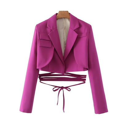 Damen Cropped Blazer – Tailliertes Design, Vielseitig und Elegant für Business & Abendlooks - Chicquemoda Rosa / S Chicquemoda Damenblazer Damen Cropped Blazer – Tailliertes Design, Vielseitig und Elegant für Business & Abendlooks