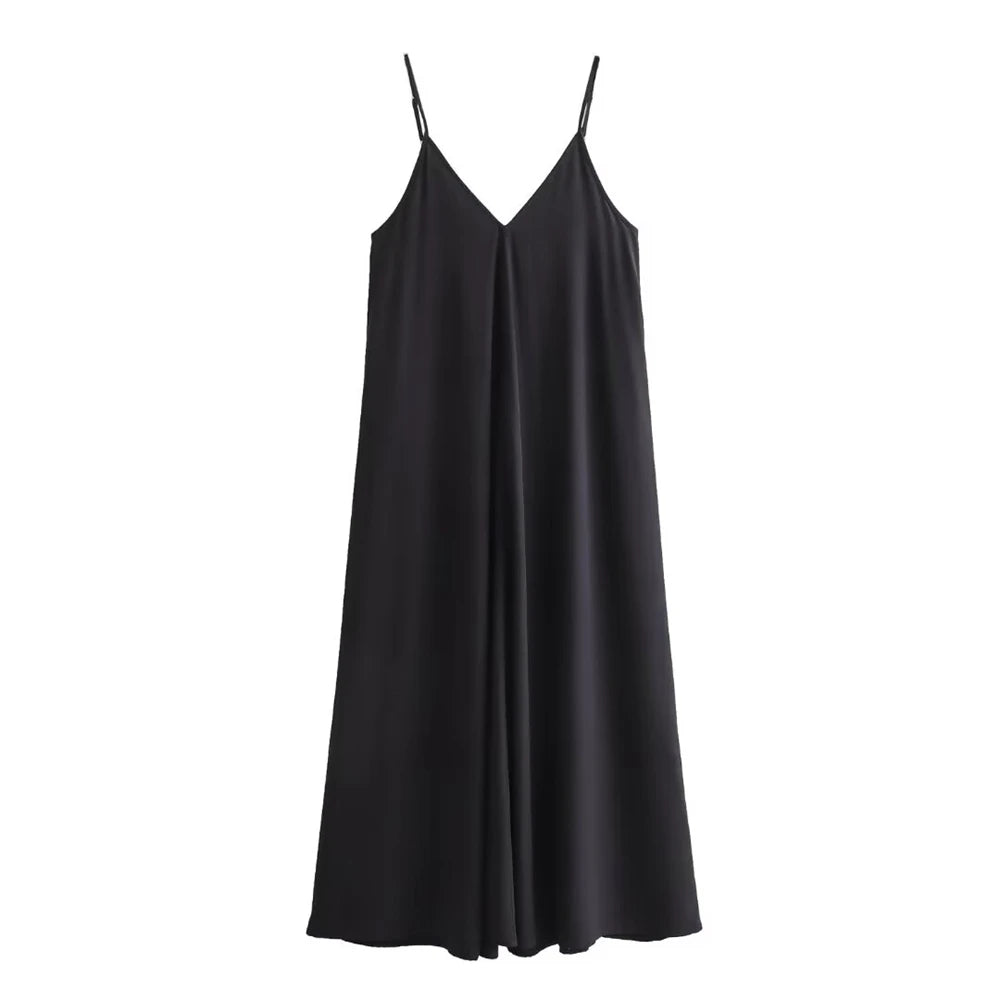 Women's Midi Dress V-Neck Elegant Flowing Straps 8