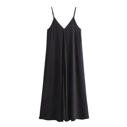 Women's Midi Dress V-Neck Elegant Flowing Straps 8
