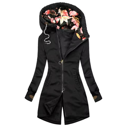 Waterproof Outdoor Rain Jacket with Hood and Flowers for Women | Great for Outdoor Activities