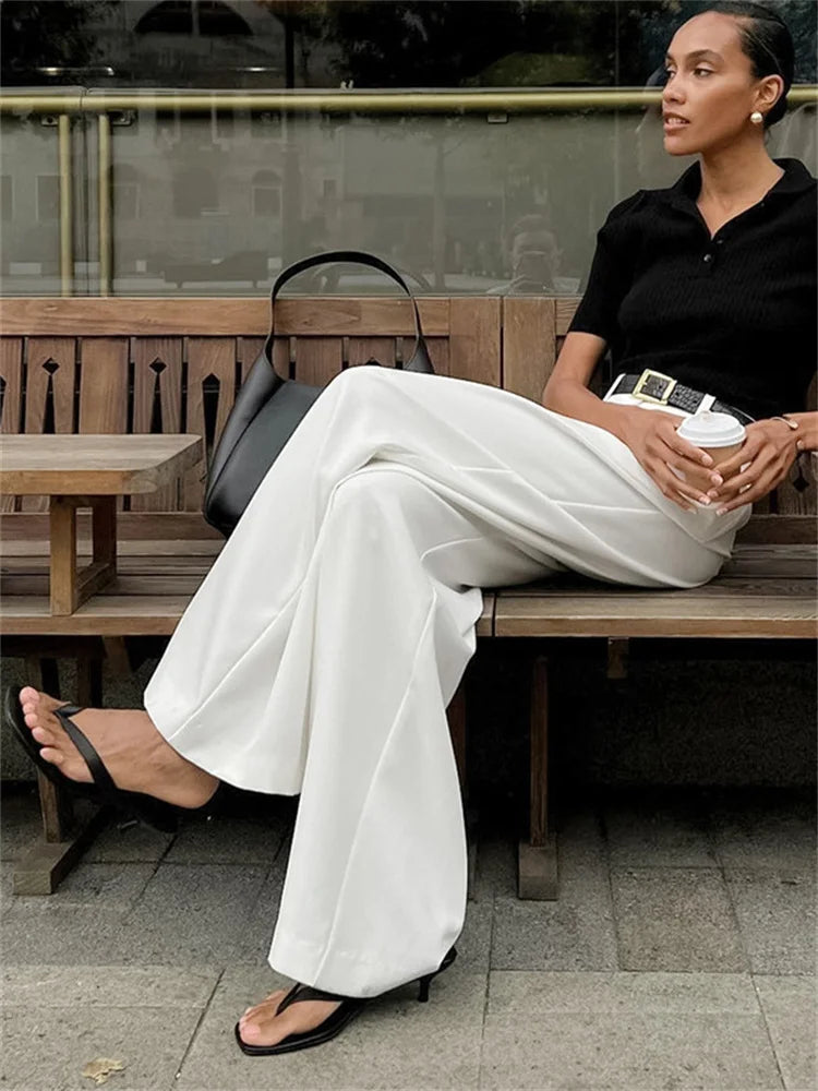 Women's Trousers White Linen Elegant Fit 2