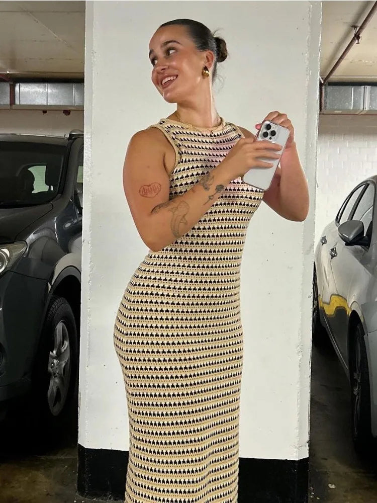 Women's Striped Knit Dress Comfortable 3