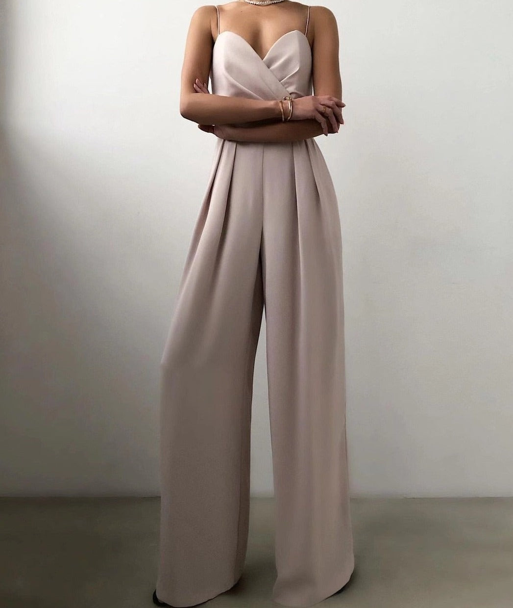 Women's Long Jumpsuit Cotton Spaghetti Straps 8