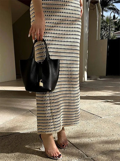 Women's Striped Knit Dress Comfortable 2