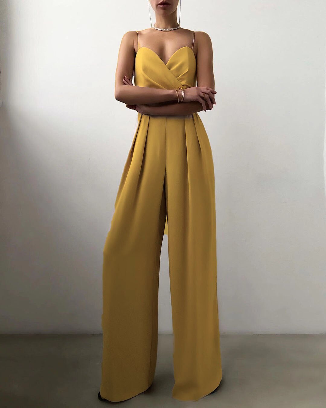 Women's Long Jumpsuit Cotton Spaghetti Straps 9