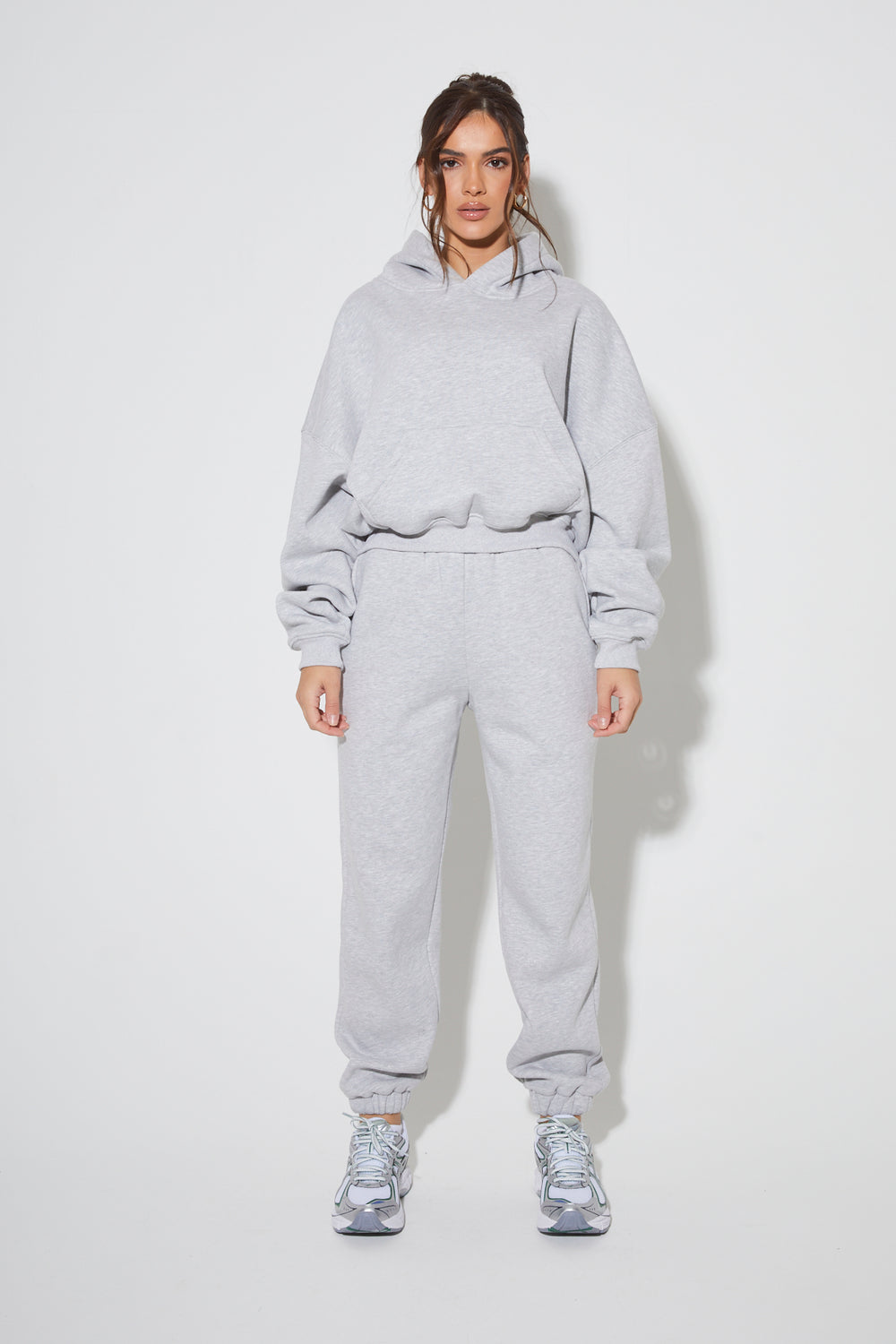 Übergroßer grauer Baumwoll-Hoodie für Herren mit gerippten Bündchen – bequeme, lässige Passform-1