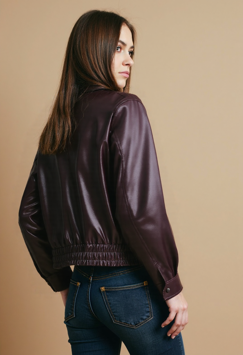 Women's burgundy Leather Jacket– For Fall