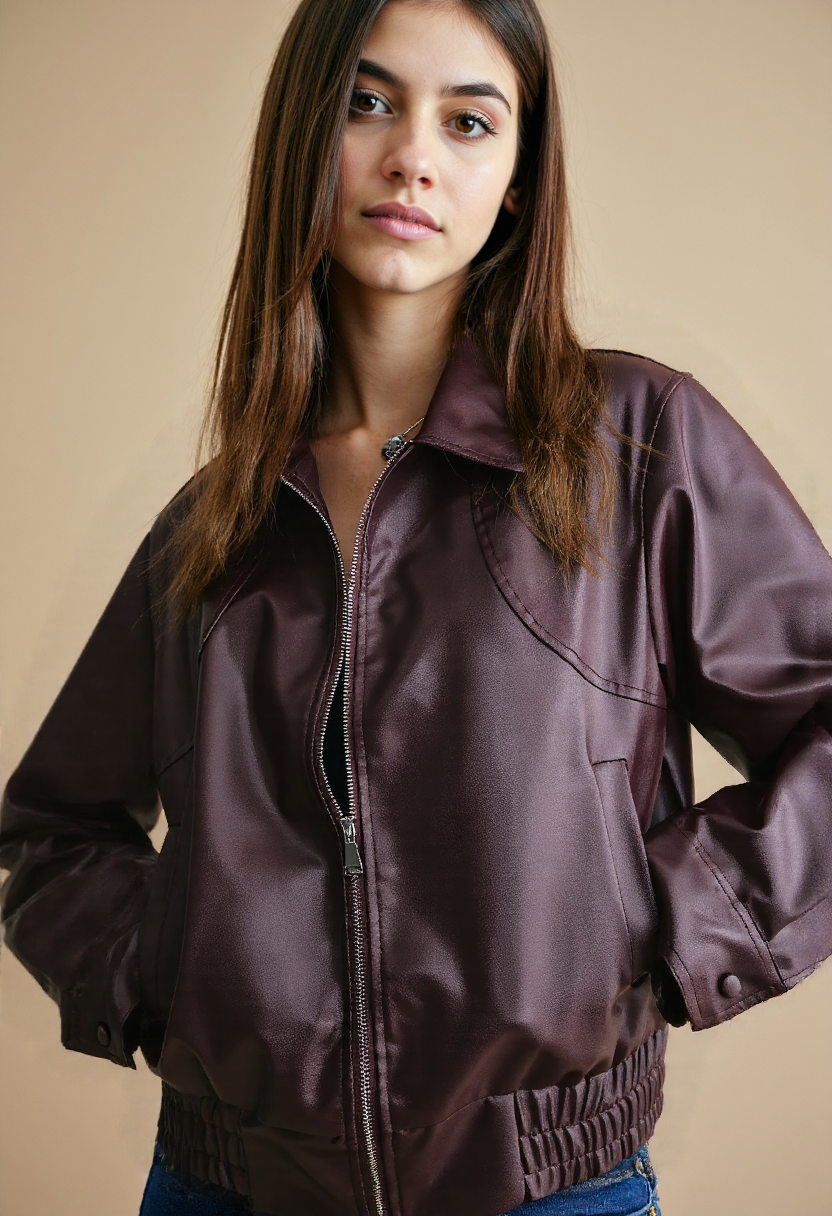 Women's burgundy Leather Jacket– For Fall