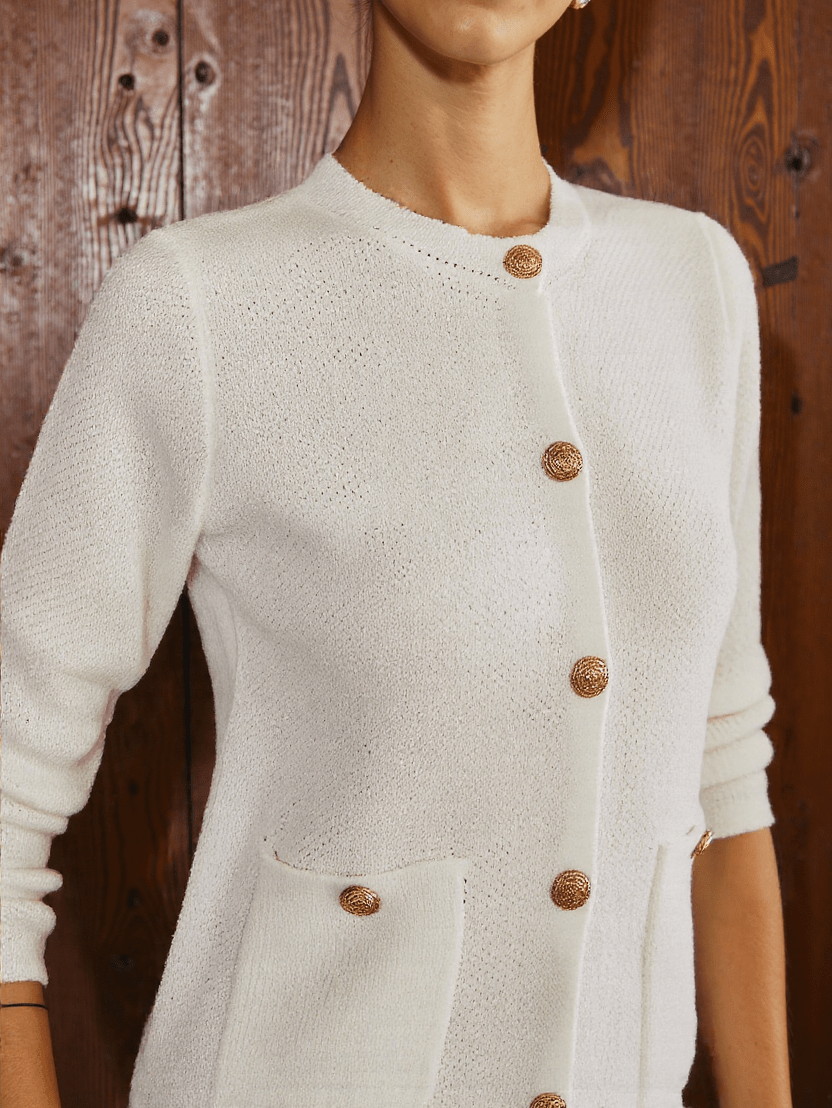 Women's Long Cardigan Acrylic Blend with Metal Buttons 5