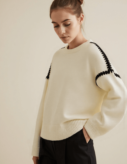 Damen Pullover – besticktes Design, minimalistisch und vielseitig – 3