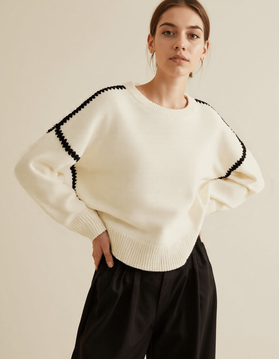 Damen Pullover – besticktes Design, minimalistisch & vielseitig-1