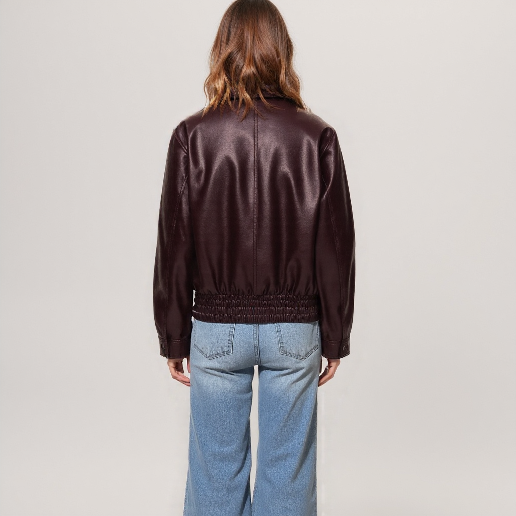 Women's burgundy Leather Jacket– For Fall