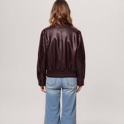 Women's burgundy Leather Jacket– For Fall