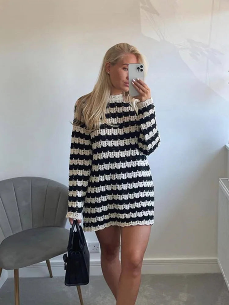 Women's Black Dress Polyester Casual Knit 3