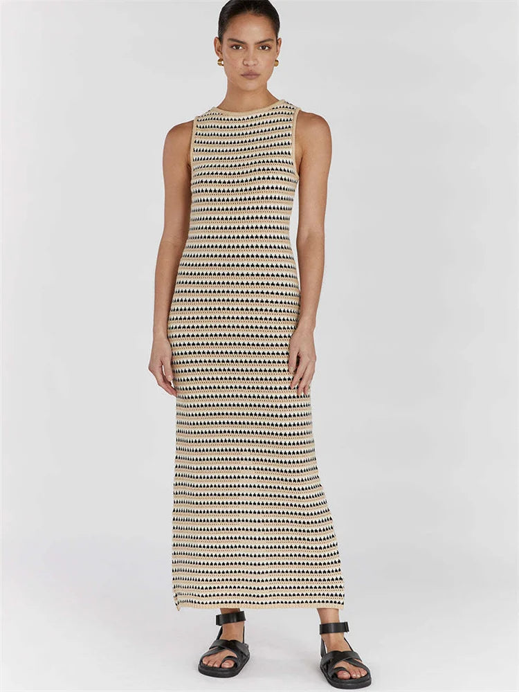 Women's Striped Knit Dress Comfortable 4
