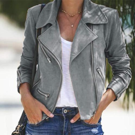 Casual Biker Jacket with Zipper for Women | Great for Casual Days