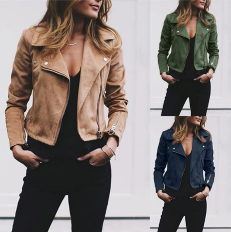 Casual Biker Jacket with Zipper for Women | Great for Casual Days