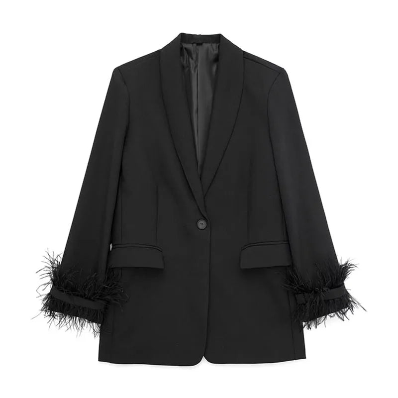 Women's Blazer Feather Detail Tailored Fit 12