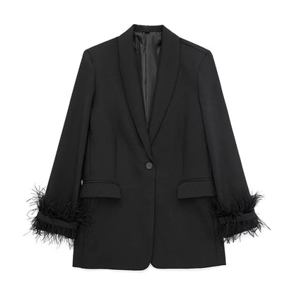 Women's Blazer Feather Detail Tailored Fit 12