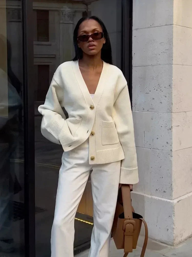 Juliette V-Neck Knit Cardigan – Soft, Elegant & Perfect for Layering