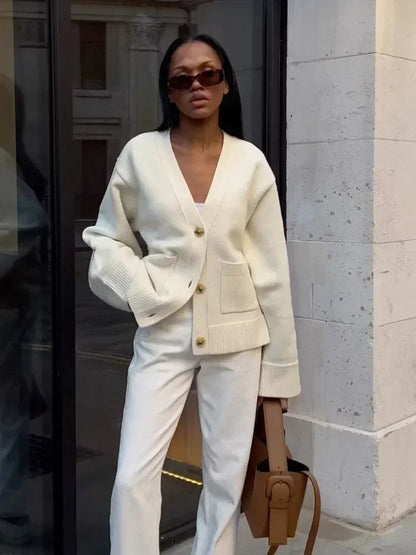 Juliette V-Neck Knit Cardigan – Soft, Elegant & Perfect for Layering