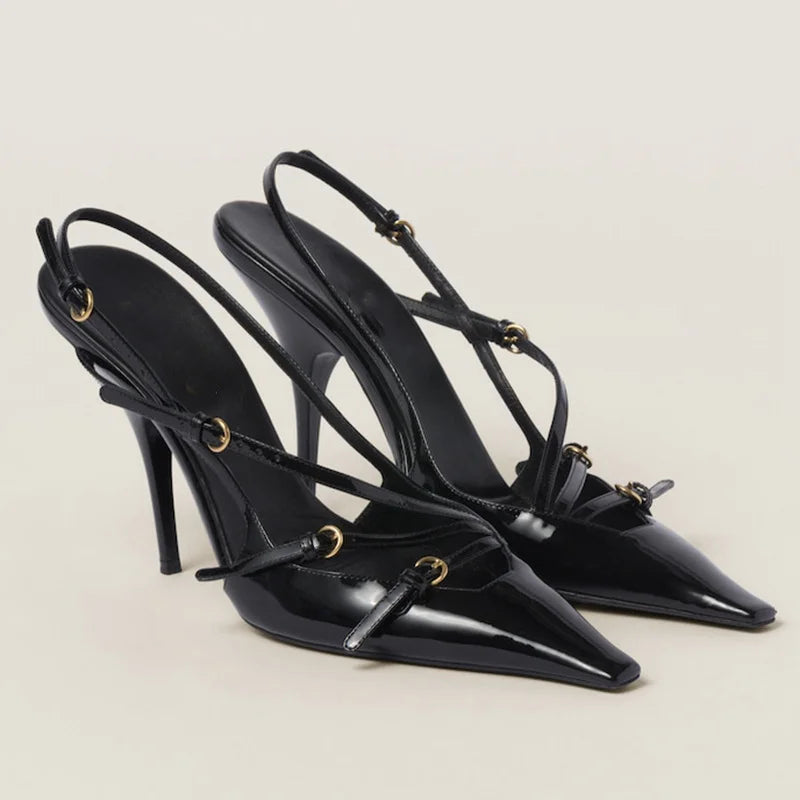 Women's Stiletto Sandals Synthetic Elegant Black 6