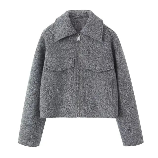 Women Boucle Jacket – Elegant Textured Open-Front Outerwear