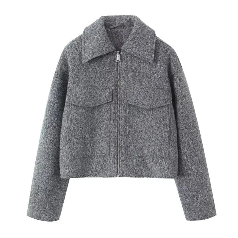 Women Boucle Jacket – Elegant Textured Open-Front Outerwear