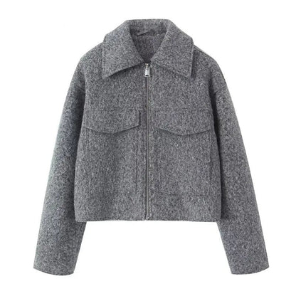 Women Boucle Jacket – Elegant Textured Open-Front Outerwear
