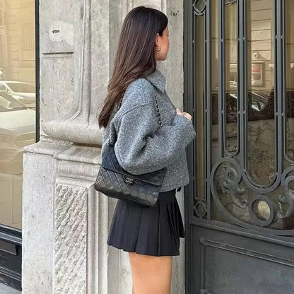 Women Boucle Jacket – Elegant Textured Open-Front Outerwear