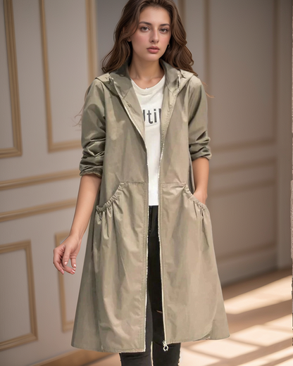 Long rain jacket for women | With hood