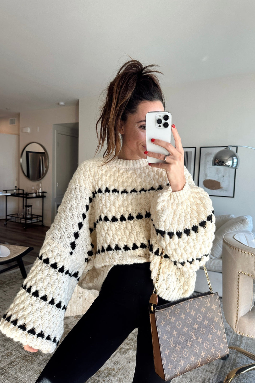 Women’s Puffer Sleeve Knit Sweater – Stylish & Cozy