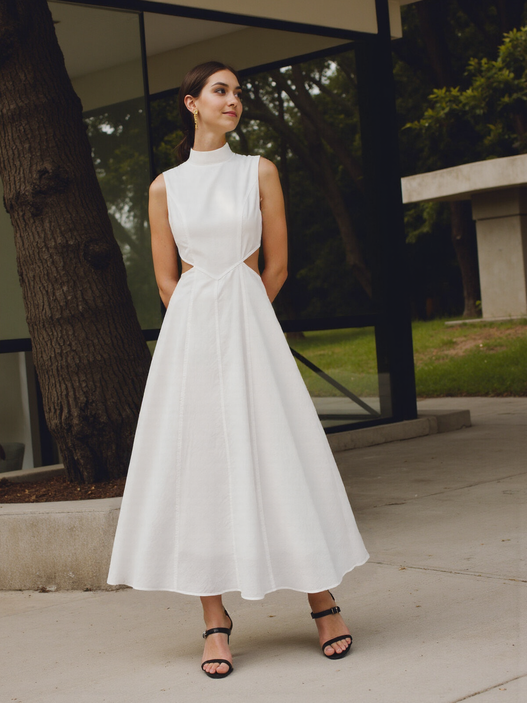 Women's Maxi Dress Cotton and Linen Elegant Design 1