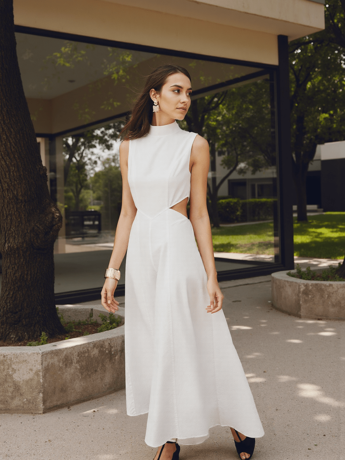 Women's Maxi Dress Cotton and Linen Elegant Design 3