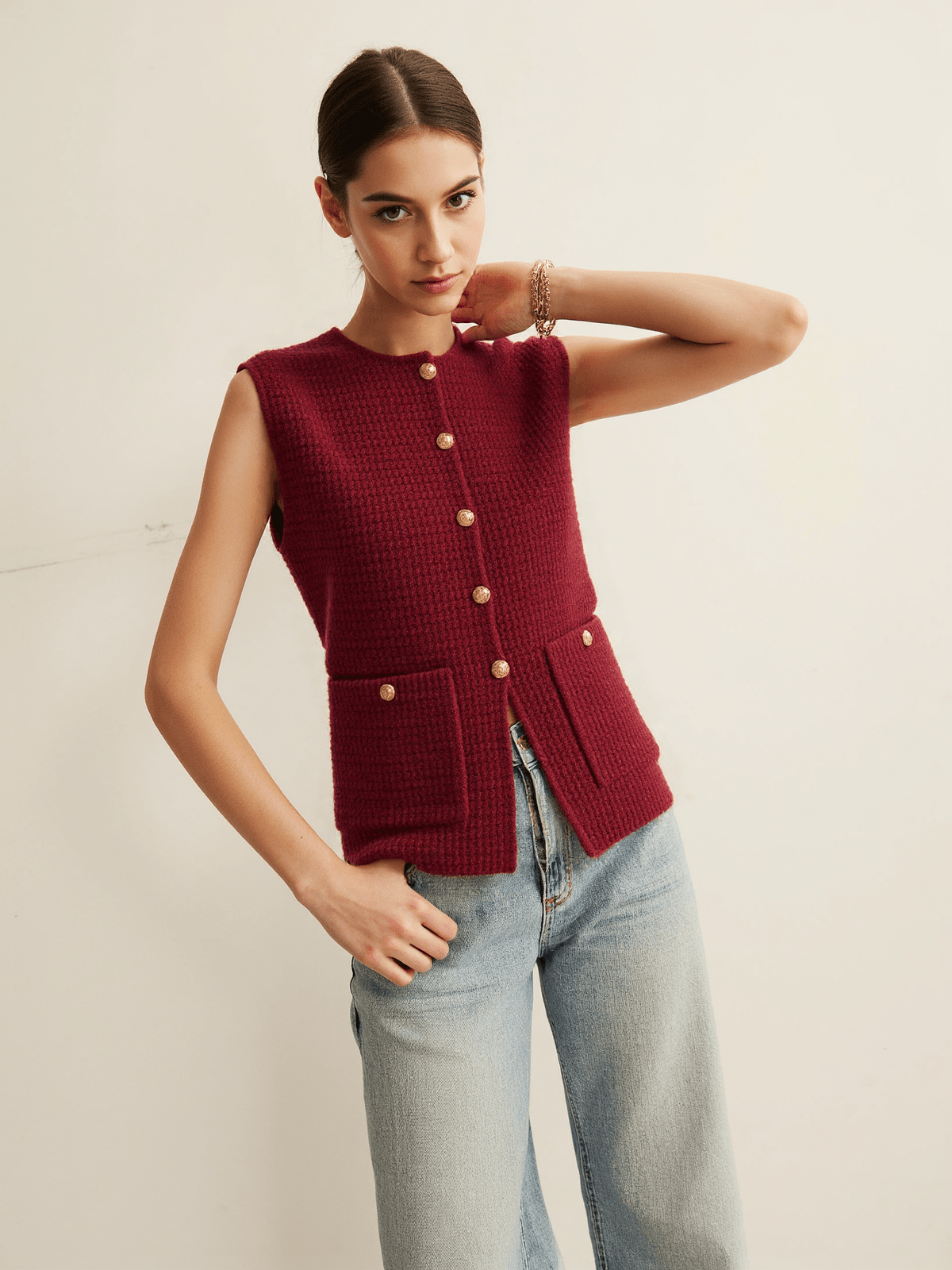 Women's Sweater Cotton with Button Placket 2