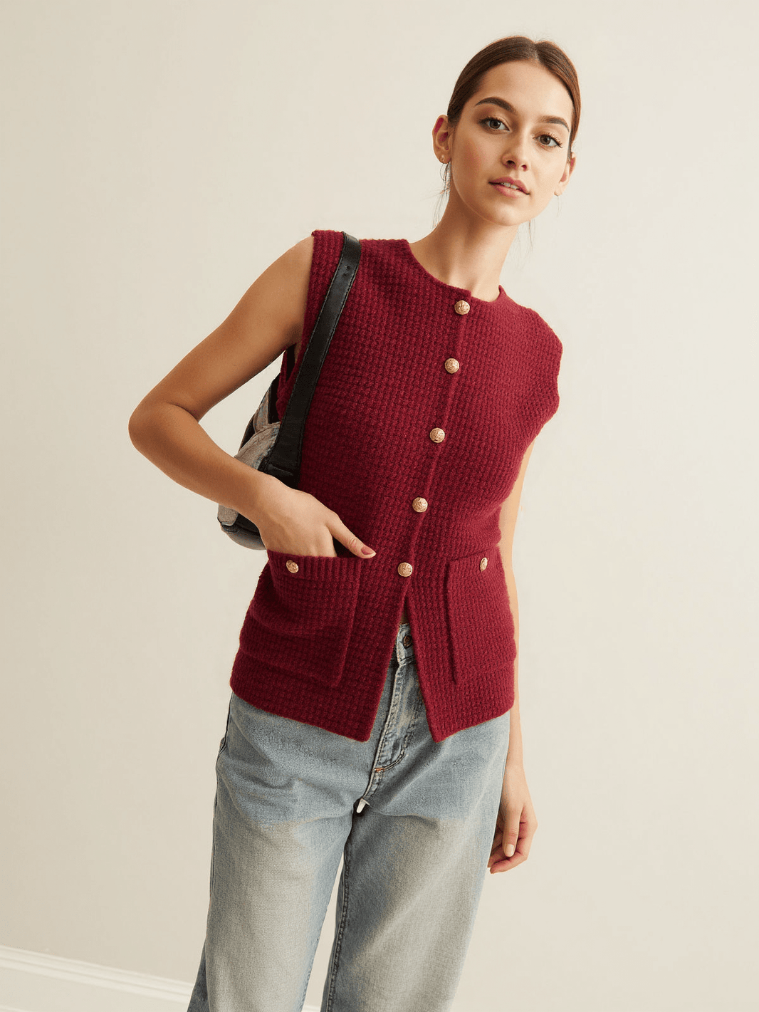 Women's Sweater Cotton with Button Placket 1