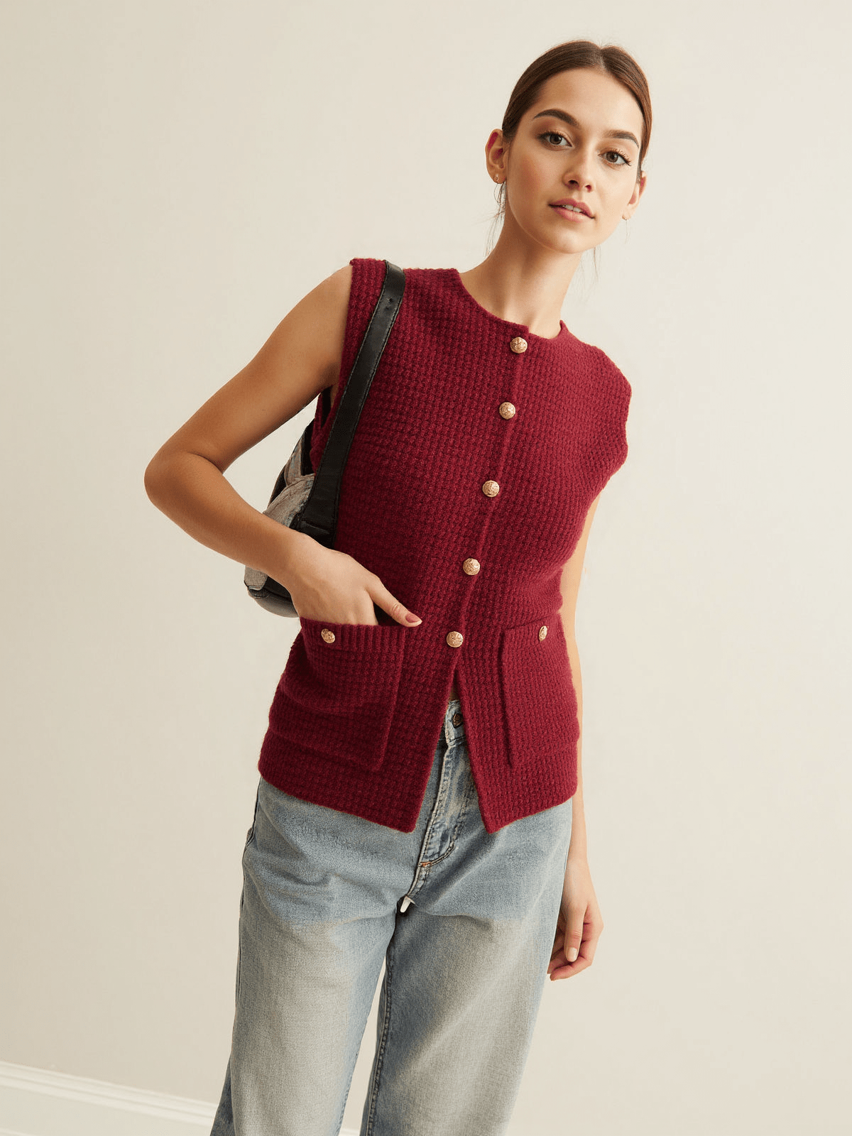 Women's Sweater Cotton with Button Placket 1