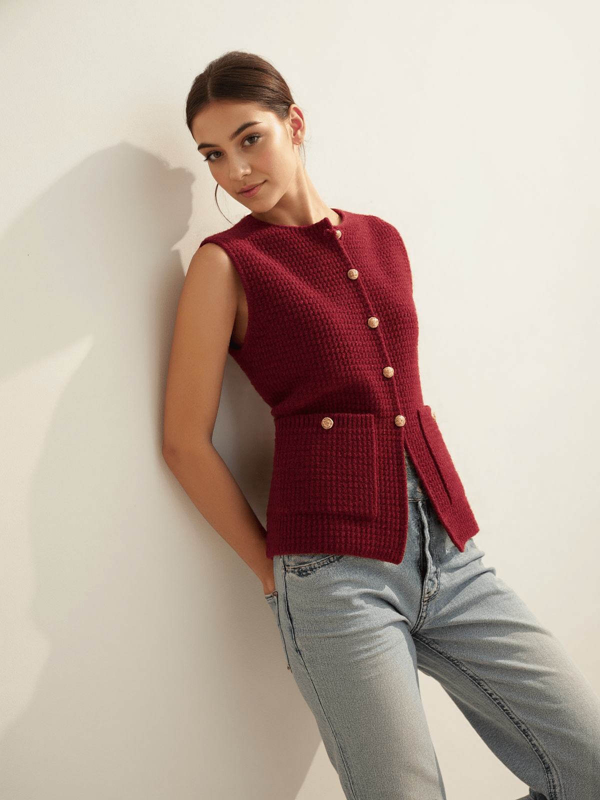 Women's Sweater Cotton with Button Placket 4