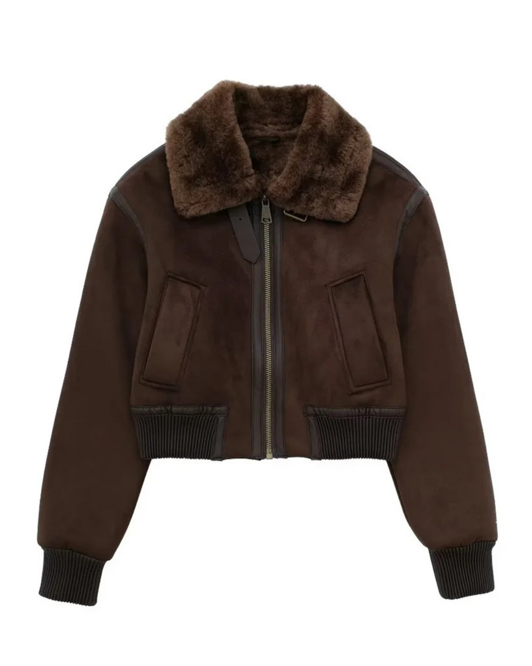 Women’s Suede Bomber Jacket – Stylish & Timeless