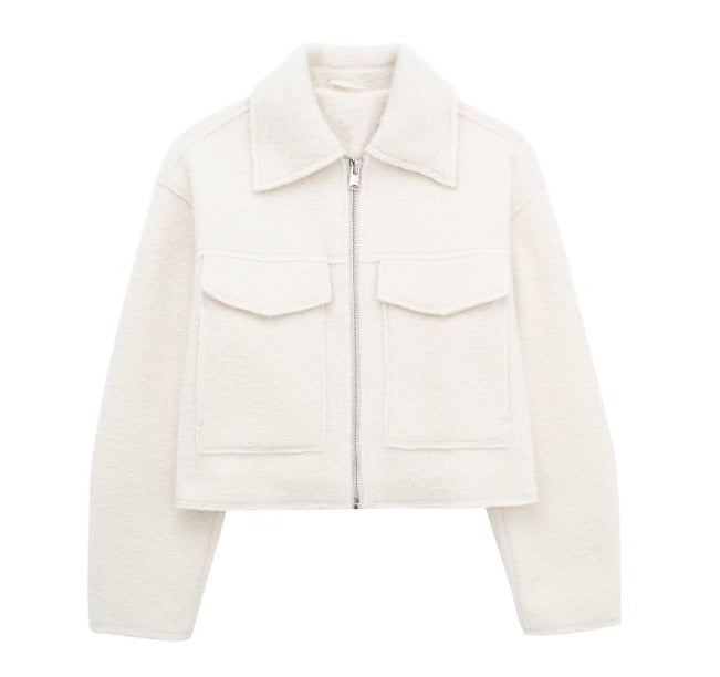 Women Boucle Jacket – Elegant Textured Open-Front Outerwear